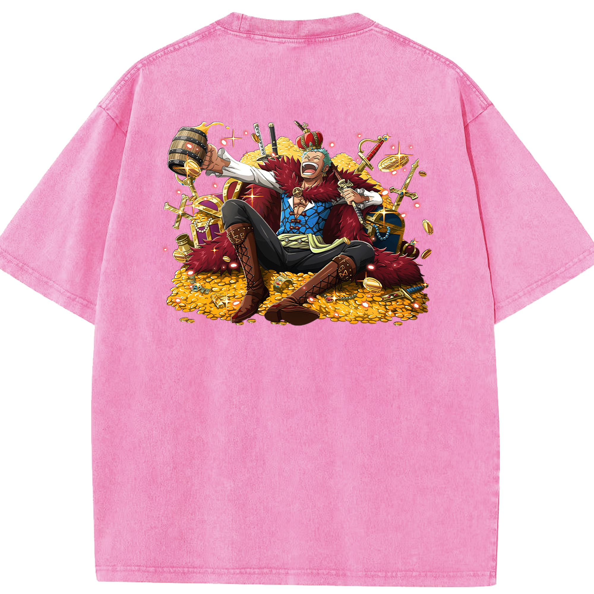 ワンピース ロロノア・ゾロ ONE PIECE Roronoa Zoro 綿100% ヴィンテージ風 半袖Tシャツ（背面プリント）